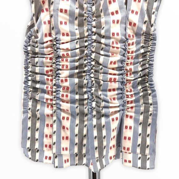 Carven Jacquard Printed Ruched Tank Top NWT size 4 Red White Blue - Picture 5 of 13